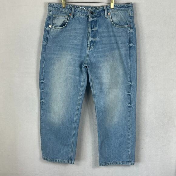 Raey Jeans Women's Size 32 Straight High Rise Cropped Organic Cotton Button Fly - Picture 1 of 11